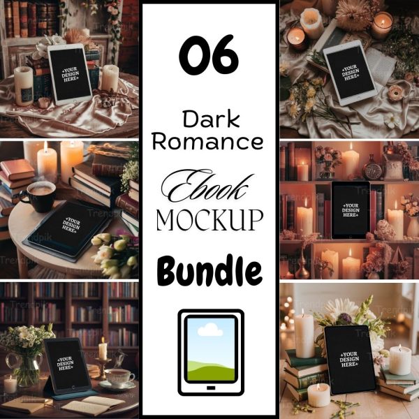 Dark Romance Bookstagram Flatlay Bundle Canva eBook Mockup Templates | blank ipad mockup bundle | Device mock bundle | Romantic TBR